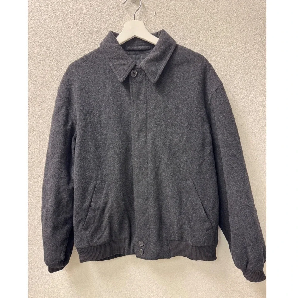 Jos A Bank Mens Wool Blend Jacket Small Gray Coat Bomber Style